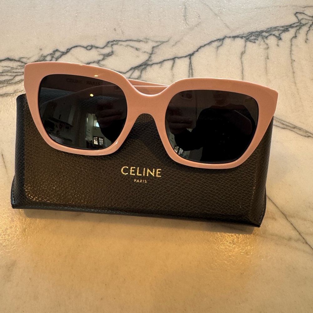CELINE EYEWEAR Oversized square-frame acetate sunglasses Pink - Picture 4 of 6